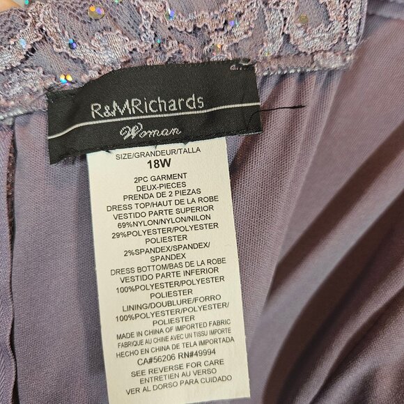 R&M Richards Elegant Lavender Lace Jacket Tiered Dress 18W formal party glitz - Picture 11 of 16